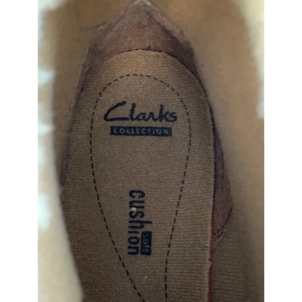 Clarks Collection Women's 8.5 Tan Leather Faux Fur Waterproof Duck Boots